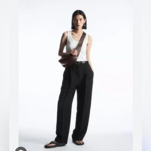 Cos WIDE-LEG PLEATED LINEN-BLEND PANTS